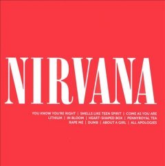 Red CD cover with white "Nirvana" text and song list below.