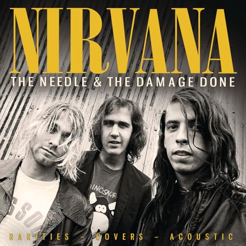 Nirvana album cover featuring Kurt Cobain and bandmates in black and white.