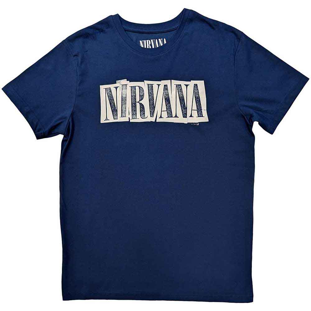 Black Nirvana t-shirt with white box logo, size X-Large.
