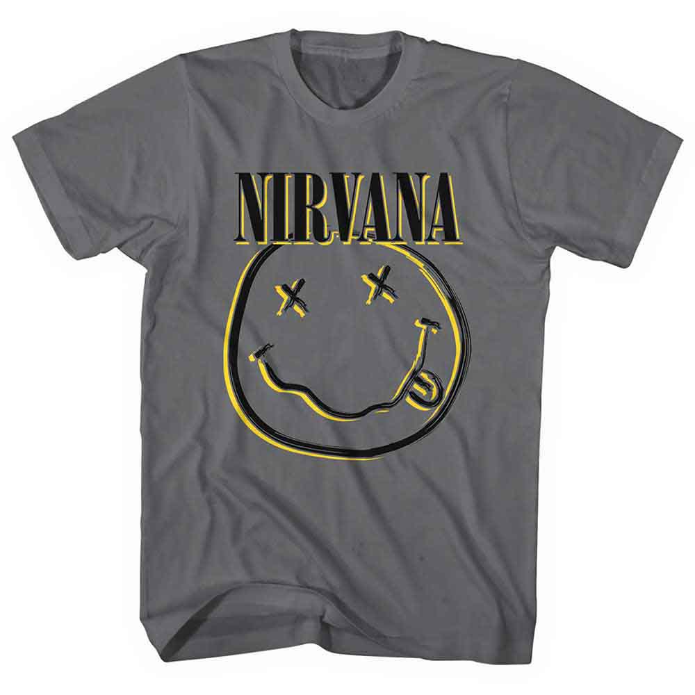 Nirvana T Shirt Inverse Smiley Official Brindle L Black
