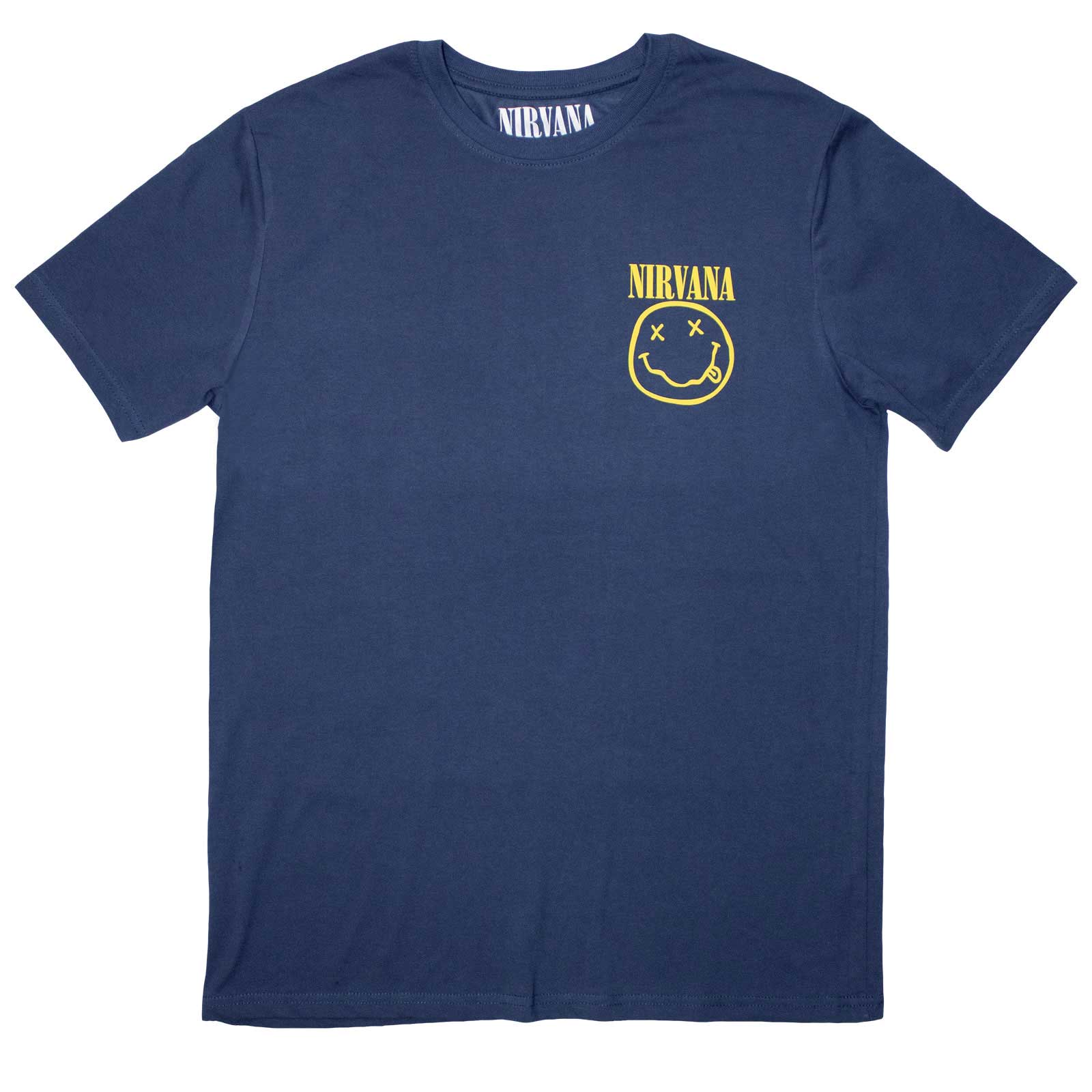 Black t-shirt with a small, yellow smiley face graphic, size XX-Large.