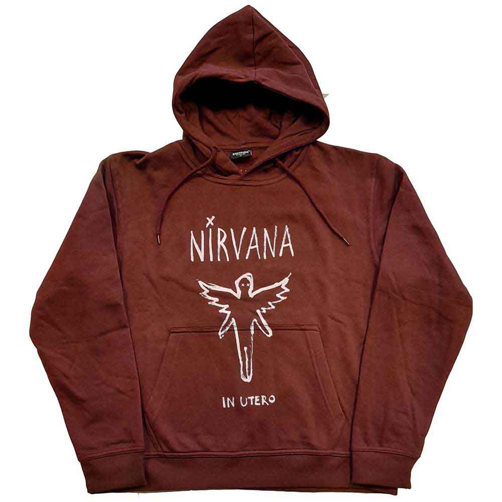 Dark pullover hoodie with a white outline of the *In Utero* album cover art.