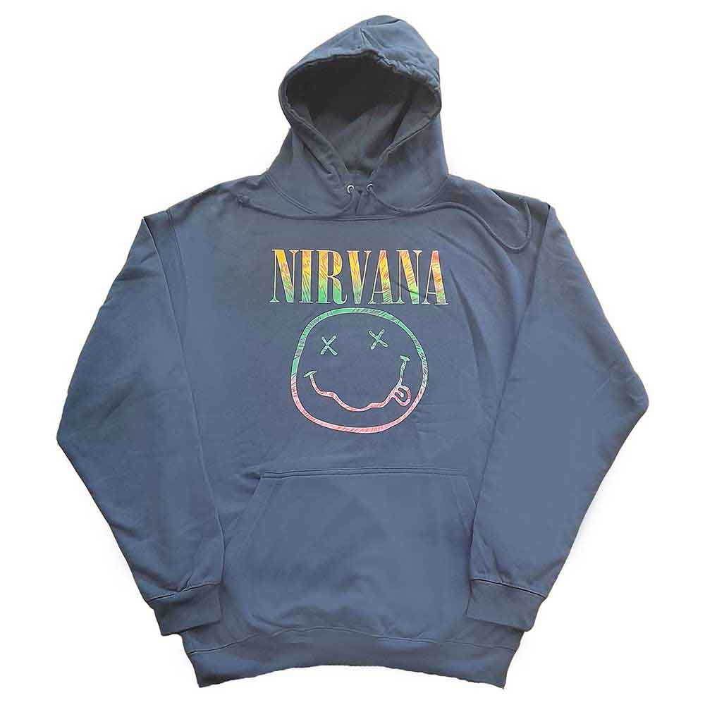 XX-Large pullover hoodie, light colors, with a smiling face graphic.