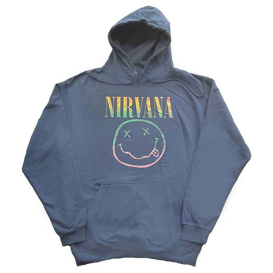XX-Large pullover hoodie, light colors, with a smiling face graphic.