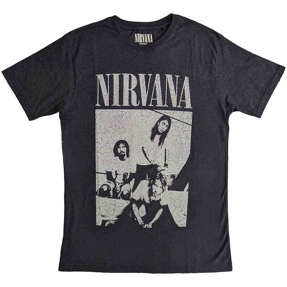 Distressed graphic tee featuring Nirvana's "Sitting" album cover, unisex, size X-Large.