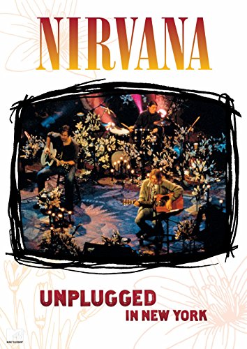 Nirvana “Unplugged in New York” DVD cover featuring the band performing live.