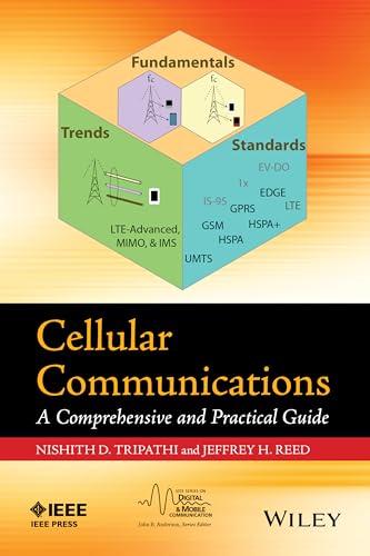 Book cover: "Cellular Communications" with stacked hexagonal diagrams and text.