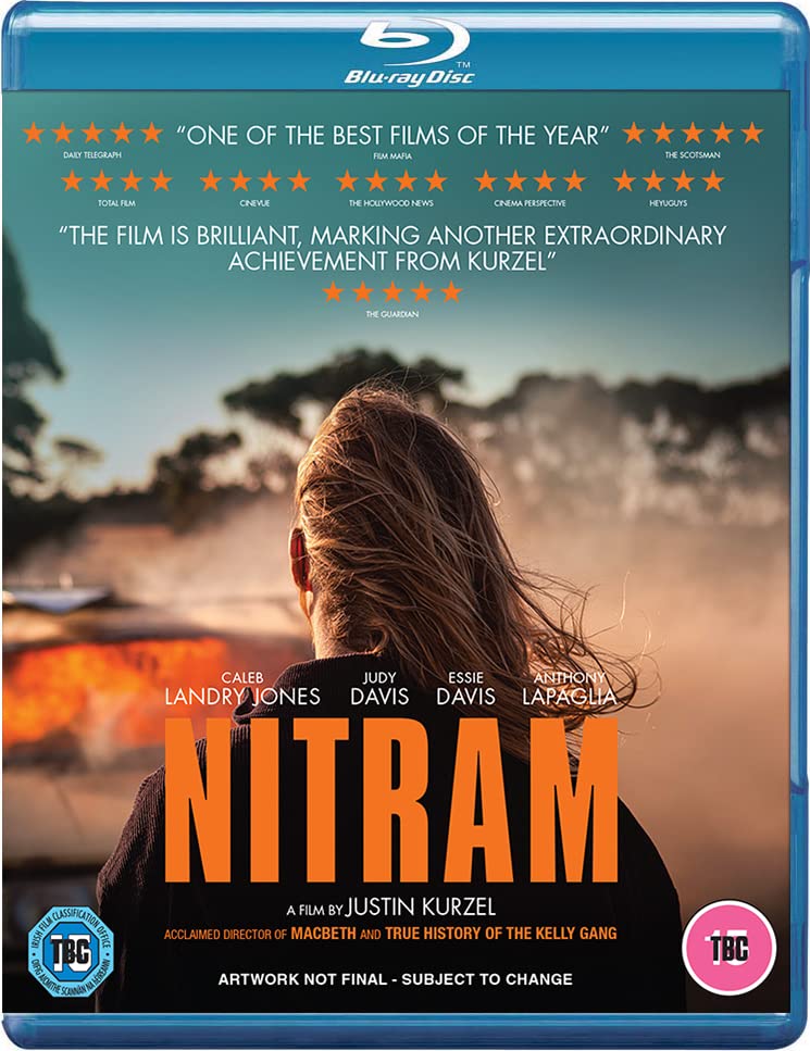 Nitram" Blu-ray cover featuring a person with their back to the viewer in a field.