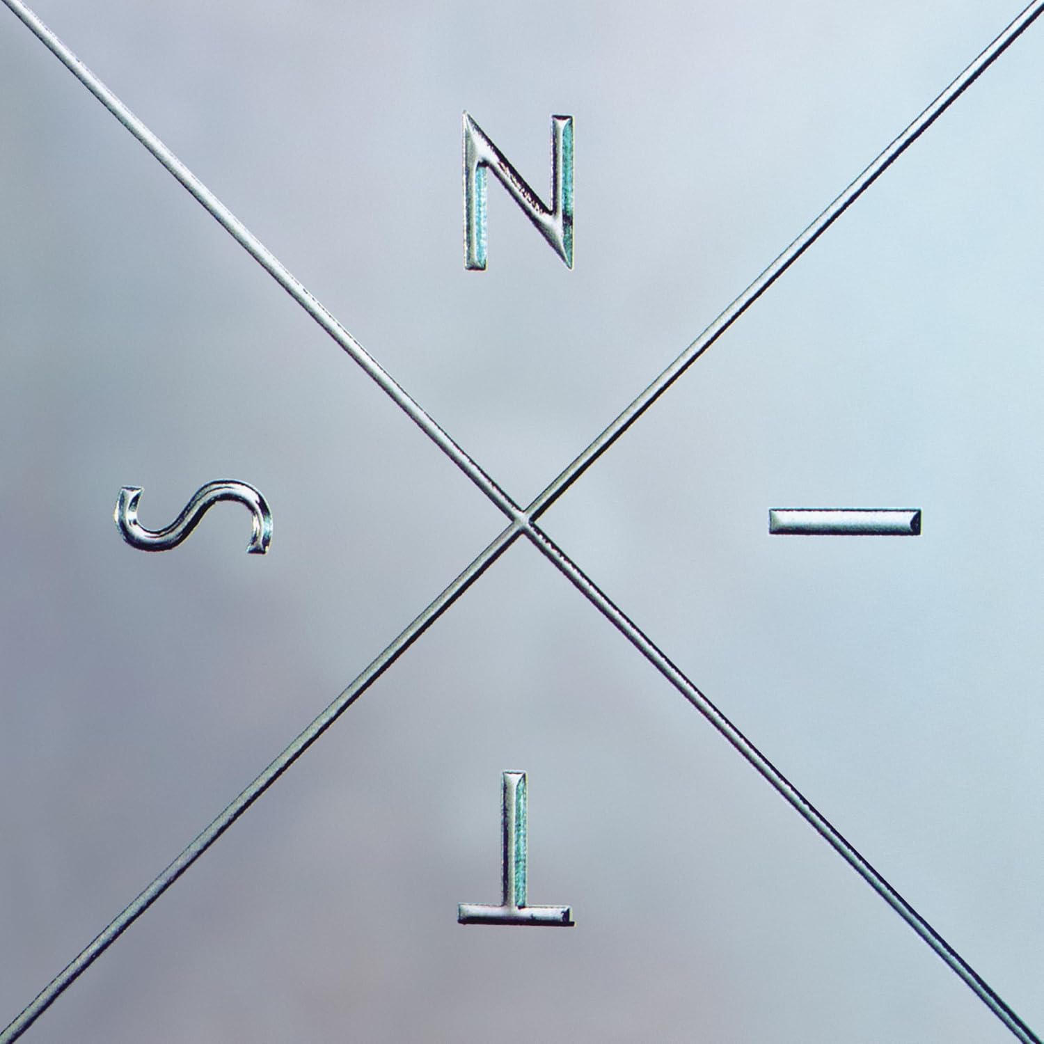 A silver background with two intersecting diagonal lines forming an X with letters N,I,T,S.