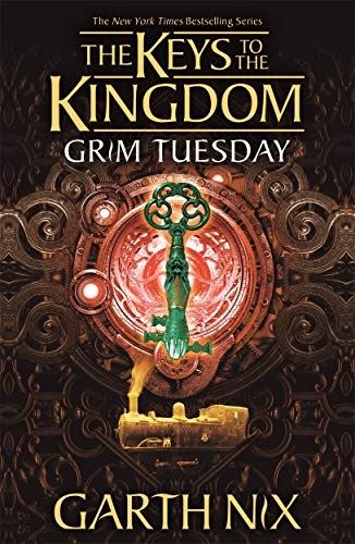 Book cover: ornate gold frame around a red gem and green key.