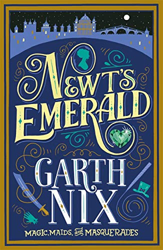 Book cover for "Newt's Emerald" with ornate lettering and a jewel illustration.