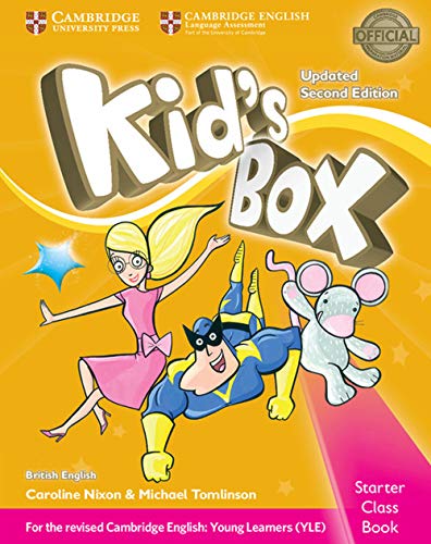Kid's Box Starter Class Book cover with cartoon characters and bright colors.