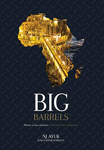 Book cover: African continent shaped by oil rigs and golden details.