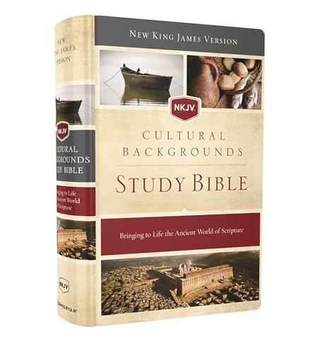 Hardcover NKJV Cultural Backgrounds Study Bible with ancient world imagery.