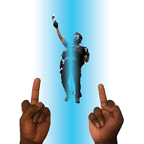 Vinyl EP cover art: figure in gas mask, hands pointing upwards.
