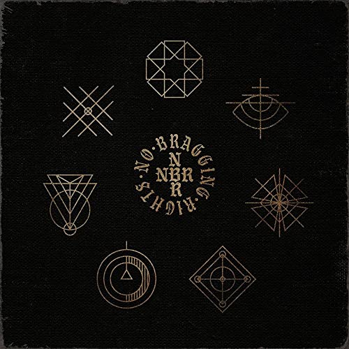 Black vinyl record cover with gold geometric symbols and text.