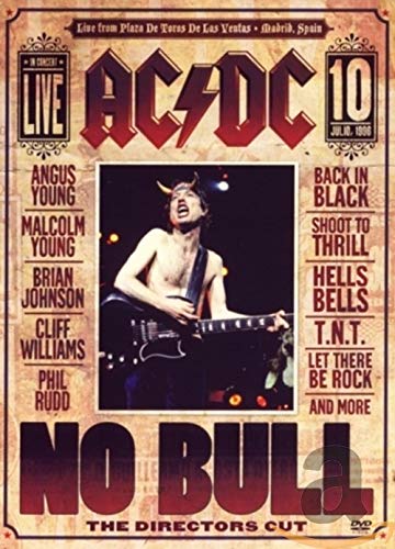 AC/DC "No Bull" DVD cover featuring Angus Young performing live.