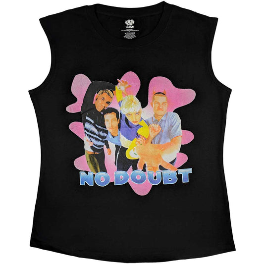 White women's tank top with No Doubt's "Horns" album artwork graphic.