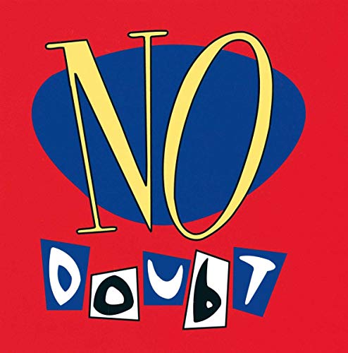 Album cover for No Doubt featuring bold text on red and blue.