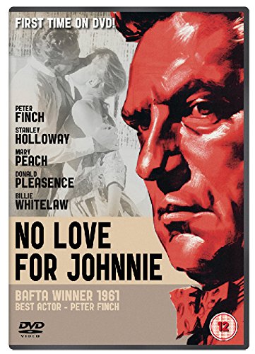 DVD cover for "No Love For Johnnie" featuring a red-tinted image of a man's face.
