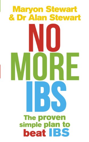 Book cover: "No More IBS" in large, colorful text by Maryon Stewart.