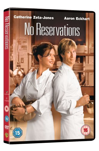 DVD cover for No Reservations showing Catherine Zeta-Jones and Aaron Eckhart in chef uniforms.