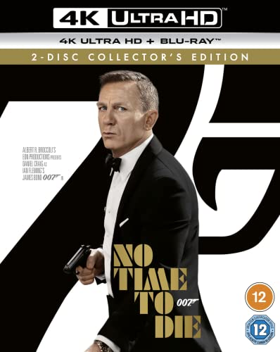 Daniel Craig as James Bond on the "No Time To Die" Blu-ray cover.
