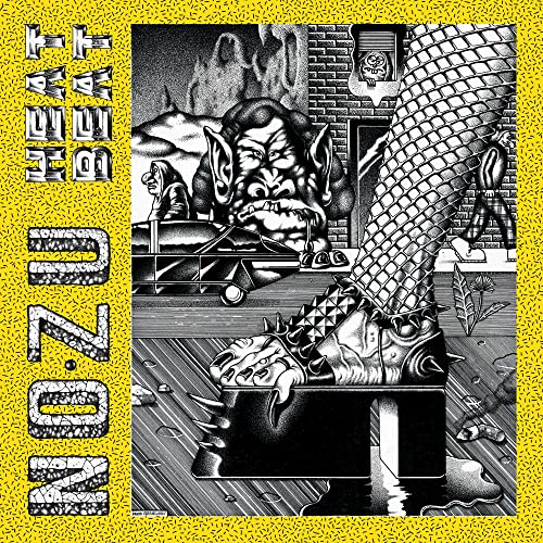 Black and white album cover featuring a monstrous figure and city scene.