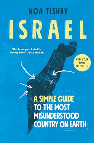 Book cover with a blue background, a map of Israel, and yellow text.