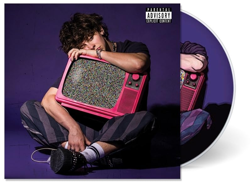 CD cover featuring a young man with a pink retro television.