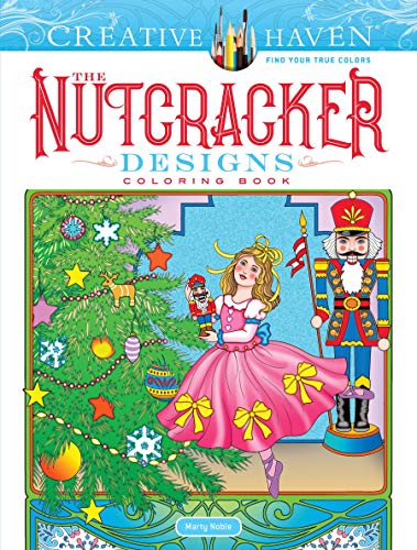 “The Nutcracker” coloring book cover with Clara, a tree, and a soldier.