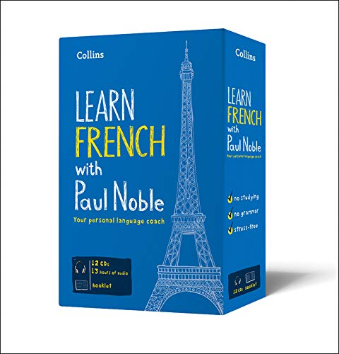 Blue French language course box with Eiffel Tower illustration.