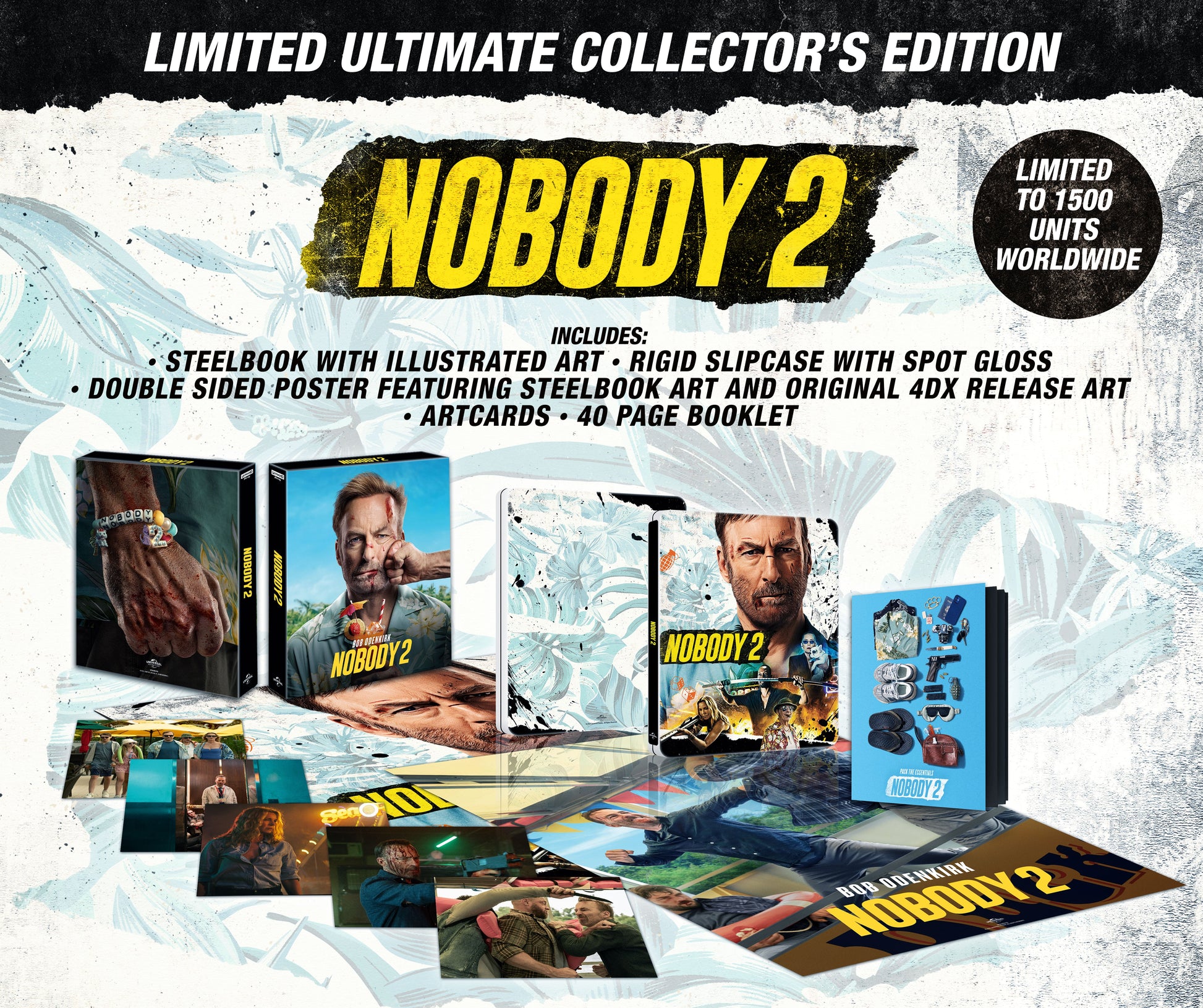 Nobody 2" collector’s edition Blu-ray packaging with film stills and accessories.