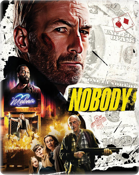 Movie cover for "Nobody" featuring Bob Odenkirk and action scenes.