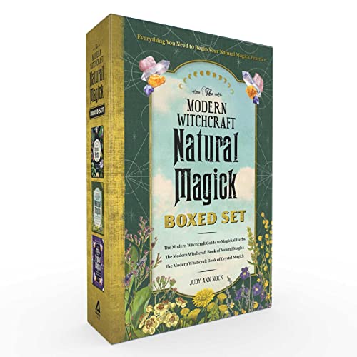 Green boxed set of three books on witchcraft and natural magick.