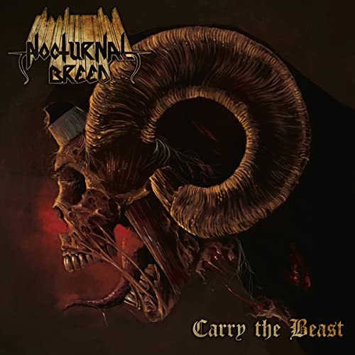 Dark album cover featuring a demonic ram skull with large curved horns.