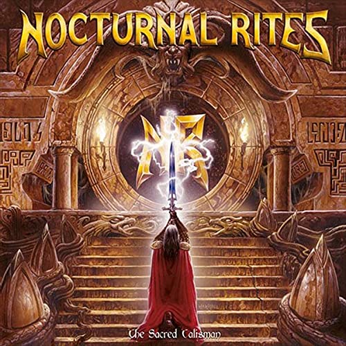 CD cover for Nocturnal Rites' "The Sacred Talisman" with ornate gold design.