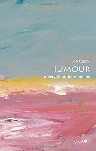 Book cover with abstract pink and blue paint, title "HUMOUR" by Noel Carroll.