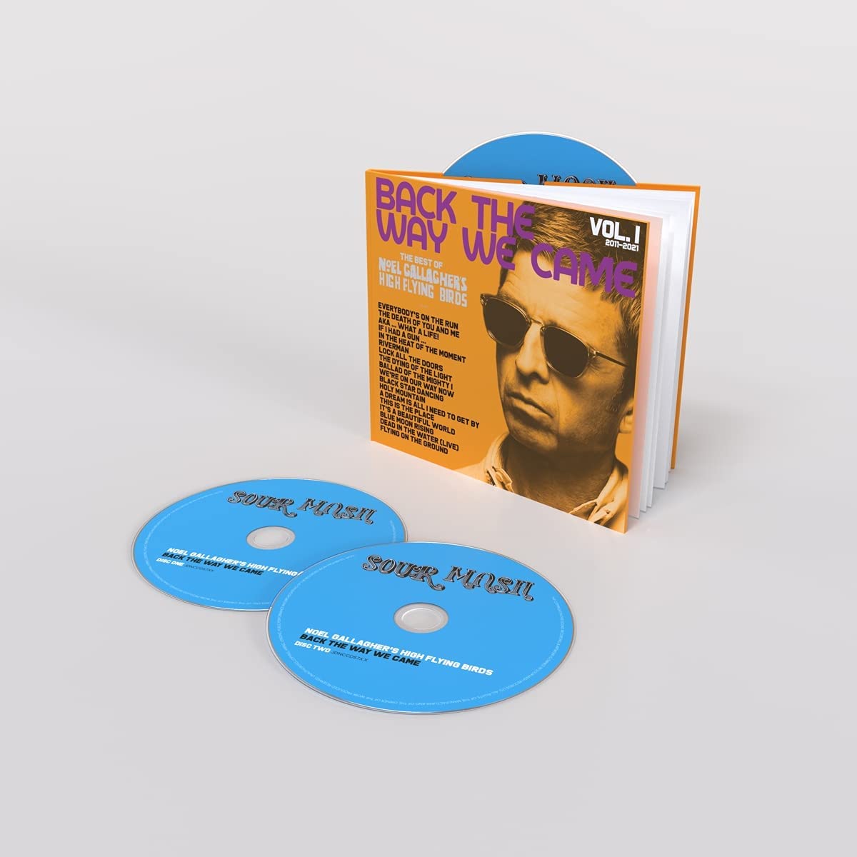 The album cover features a man wearing sunglasses against an orange background.