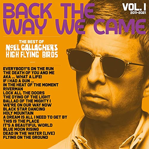 "Album cover featuring a man in sunglasses against an orange background with song titles."