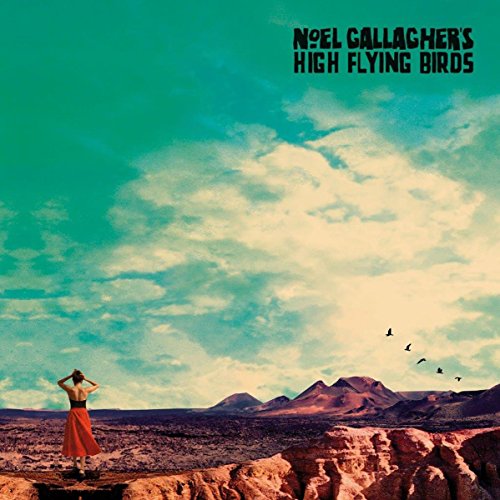Album cover with a woman in a red skirt standing on a cliff.