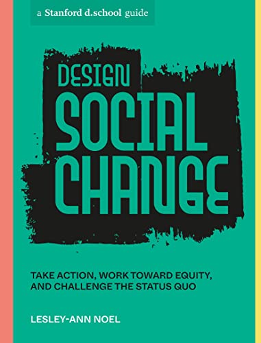 Book cover: “Design Social Change” with bold text and teal background.