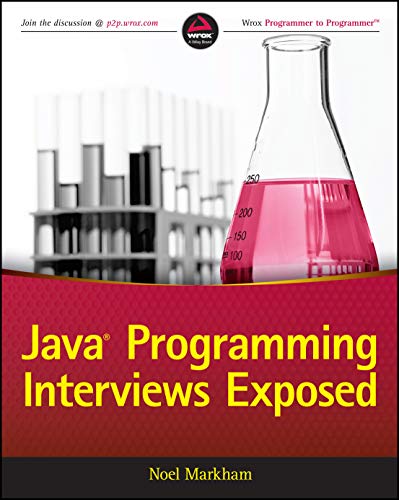 Book cover for "Java Programming Interviews Exposed" with lab equipment.