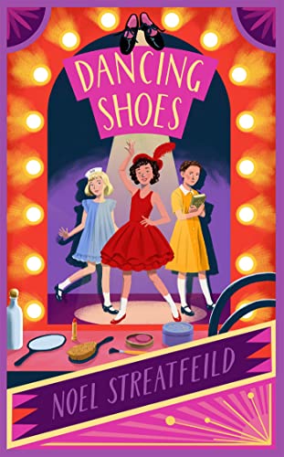 Book cover with three young girls in dresses on a stage.