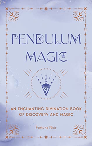 Book cover with blue and orange celestial designs, titled "Pendulum Magic".