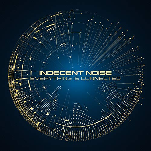 A blue and gold album cover with a circular design and text "Indecent Noise".