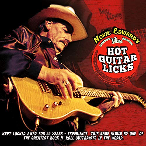 CD cover featuring Nokie Edwards with a guitar, text “Hot Guitar Licks”.