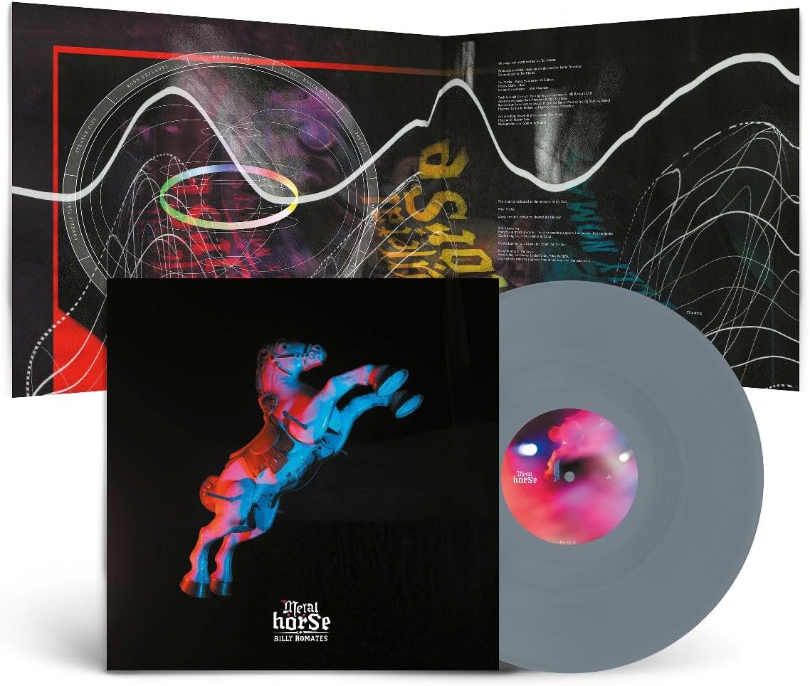 Silver vinyl record with album artwork featuring a rearing horse.