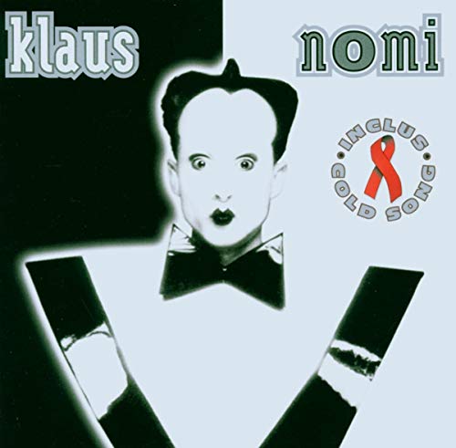 CD cover featuring Klaus Nomi in makeup, with a red ribbon logo.