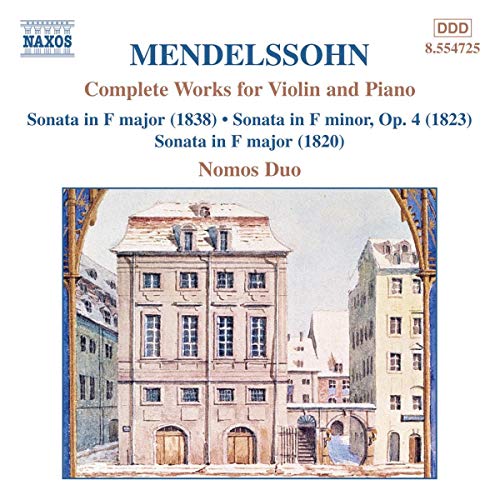 CD cover for Mendelssohn’s violin and piano works, featuring a building.